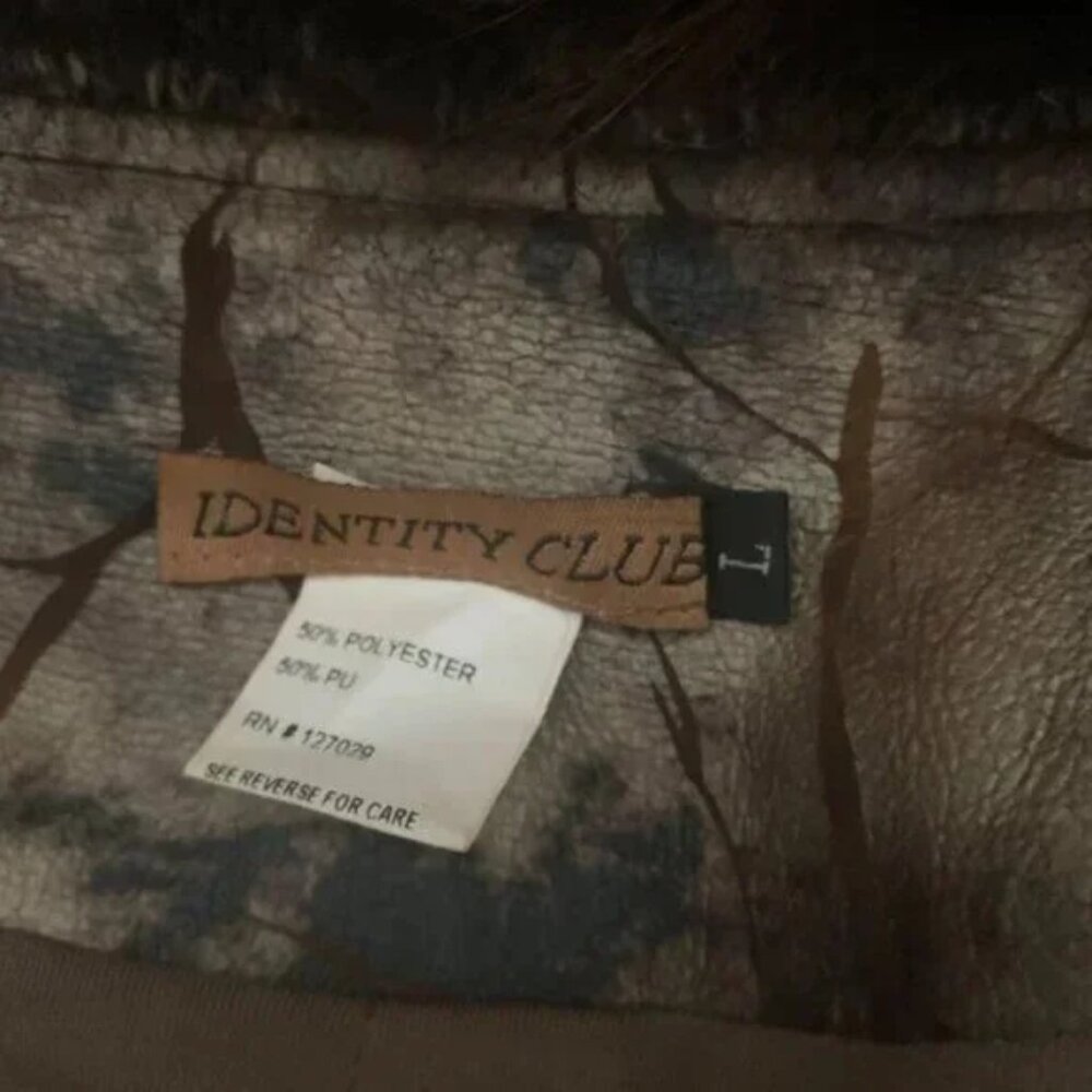 RARE VTG IDENTITY CLUB Camo Knit & FAUX Leather Feathers/Fur‎ Sweater Vest - Picture 15 of 16